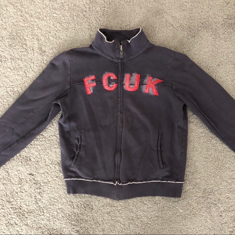 French Connection FCUK Zip Up Track Jacket Sz Med
